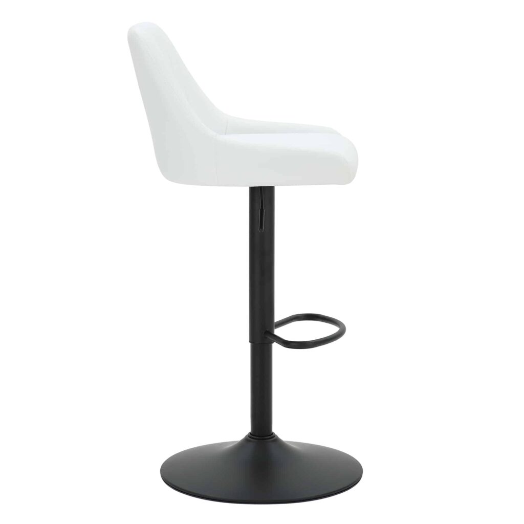 Kron Adjustable Height Air-Lift Swivel Stool, Set of 2, in White Faux Leather - Image 4