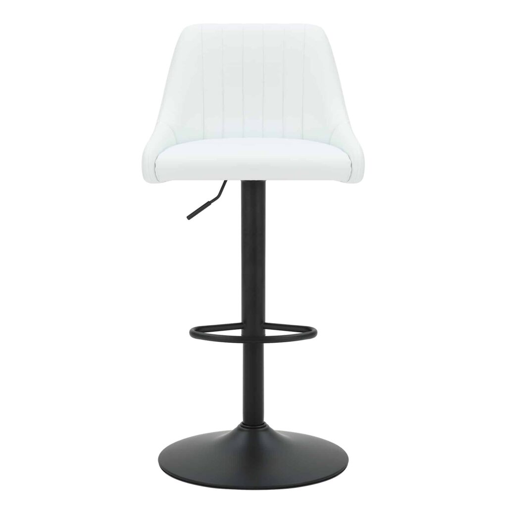 Kron Adjustable Height Air-Lift Swivel Stool, Set of 2, in White Faux Leather - Image 5
