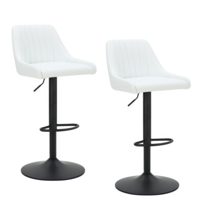 Kron Adjustable Height Air-Lift Swivel Stool, Set of 2, in White Faux Leather 203-574PUWT 203 574PUWT 6