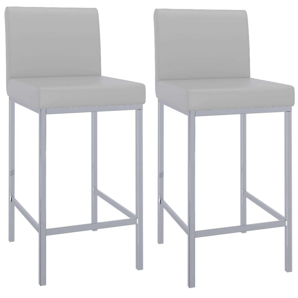 Porto 26" Counter Stool, Set of 2 in Grey and Chrome - Image 6