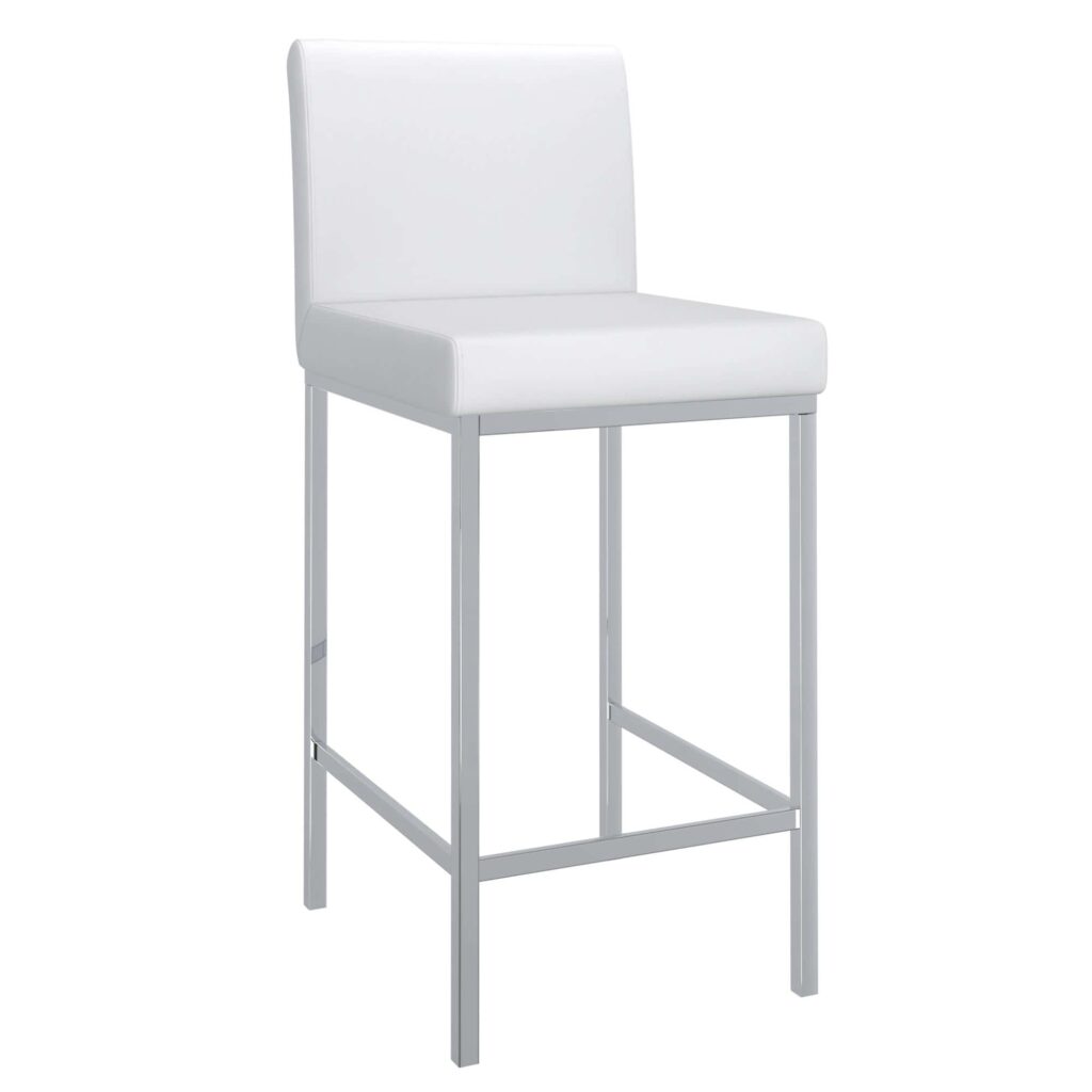 Porto 26" Counter Stool, Set of 2 in White and Chrome 203-576WT 203 576WT