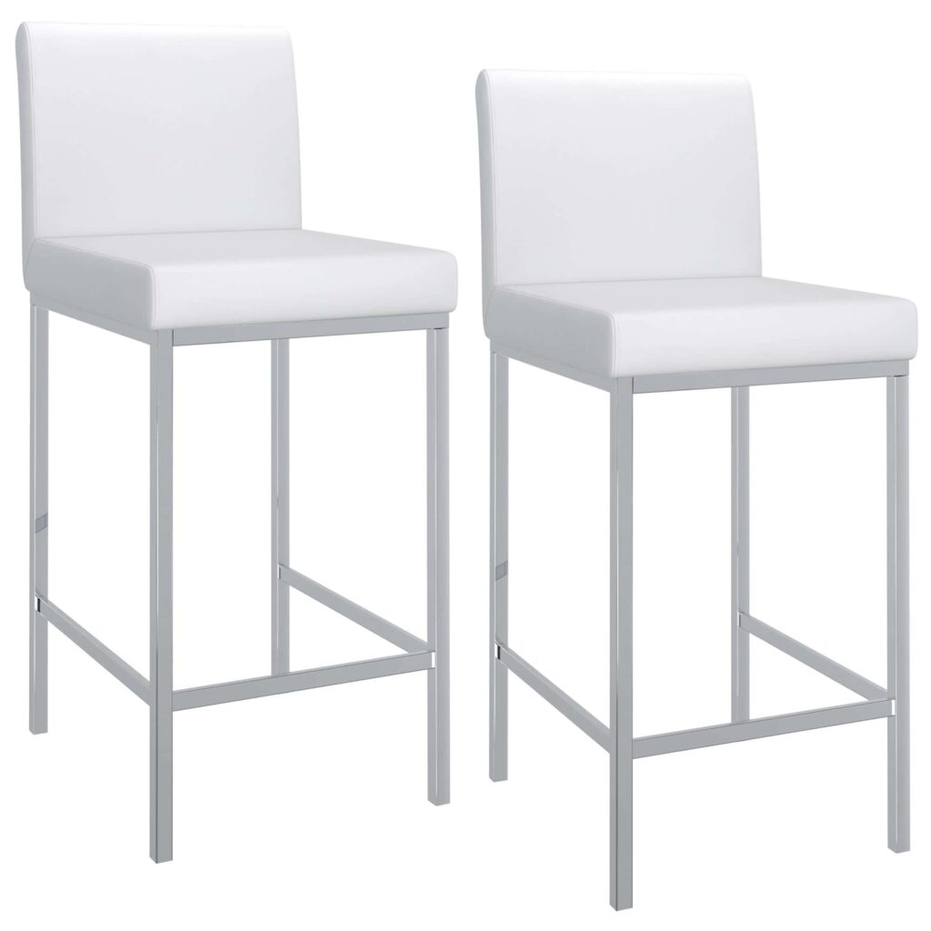 Porto 26" Counter Stool, Set of 2 in White and Chrome - Image 6