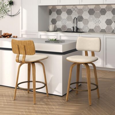 Zuni 26" Counter Stool with Swivel in Beige Fabric and Natural 203-581BG 203 581BG 1