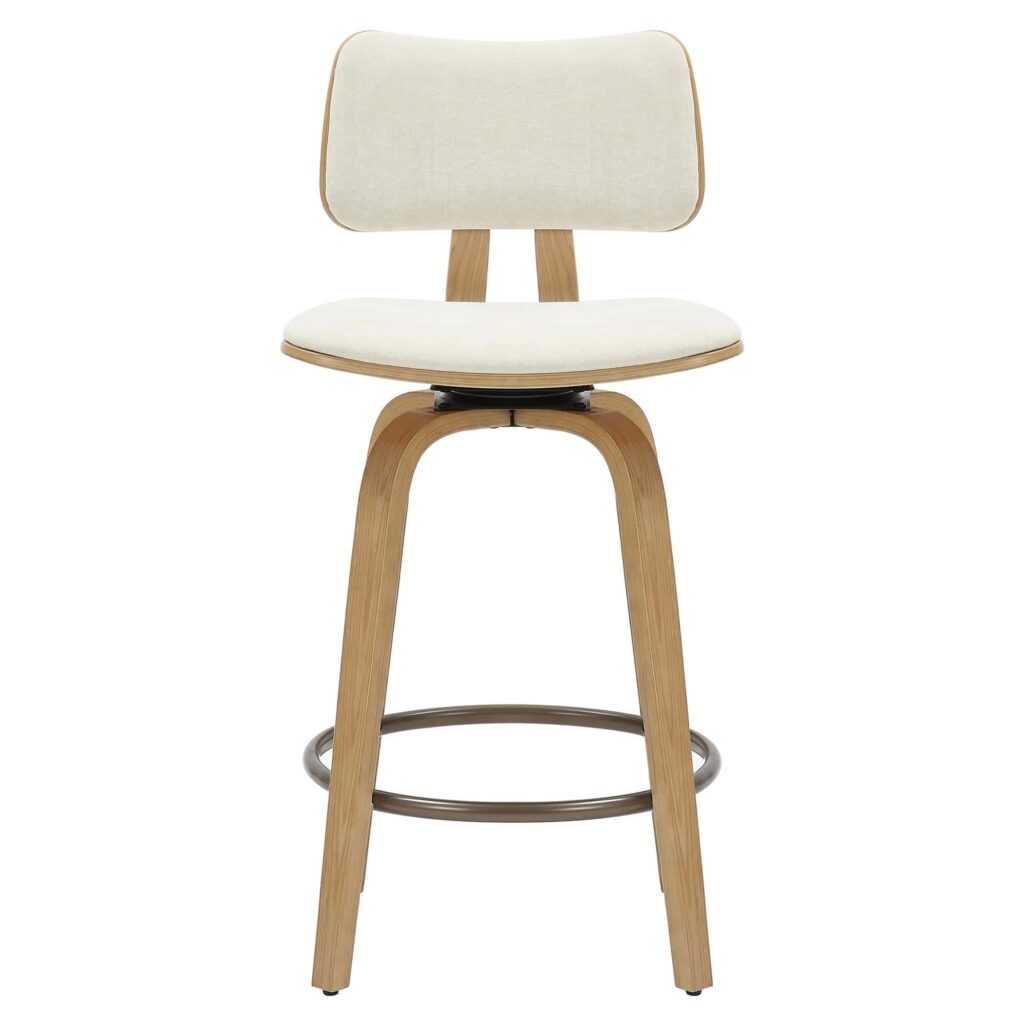 Zuni 26" Counter Stool with Swivel in Beige Fabric and Natural - Image 5