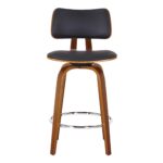 Zuni 26" Counter Stool with Swivel in Black Faux Leather and Walnut 203-581PUBK 203 581PUBK 4