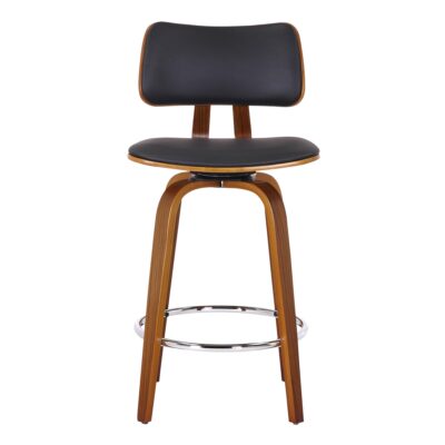 Zuni 26" Counter Stool with Swivel in Black Faux Leather and Walnut 12 Zuni 26" Counter Stool with Swivel in Black Faux Leather and Walnut 203-581PUBK 203 581PUBK 4