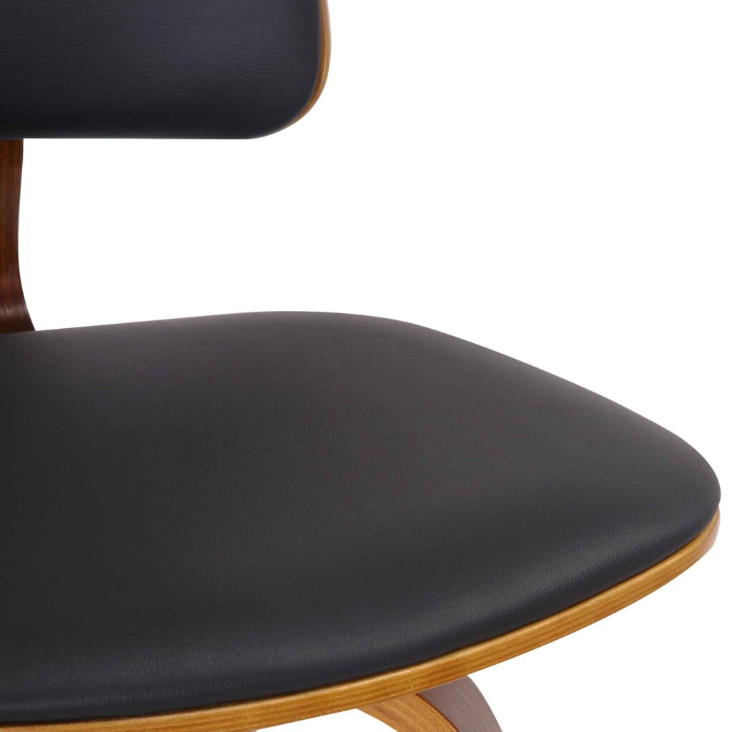 Zuni 26" Counter Stool with Swivel in Black Faux Leather and Walnut - Image 7