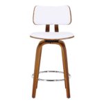 Zuni 26" Counter Stool with Swivel in White Faux Leather and Walnut 203-581PUWT 203 581PUWT 4