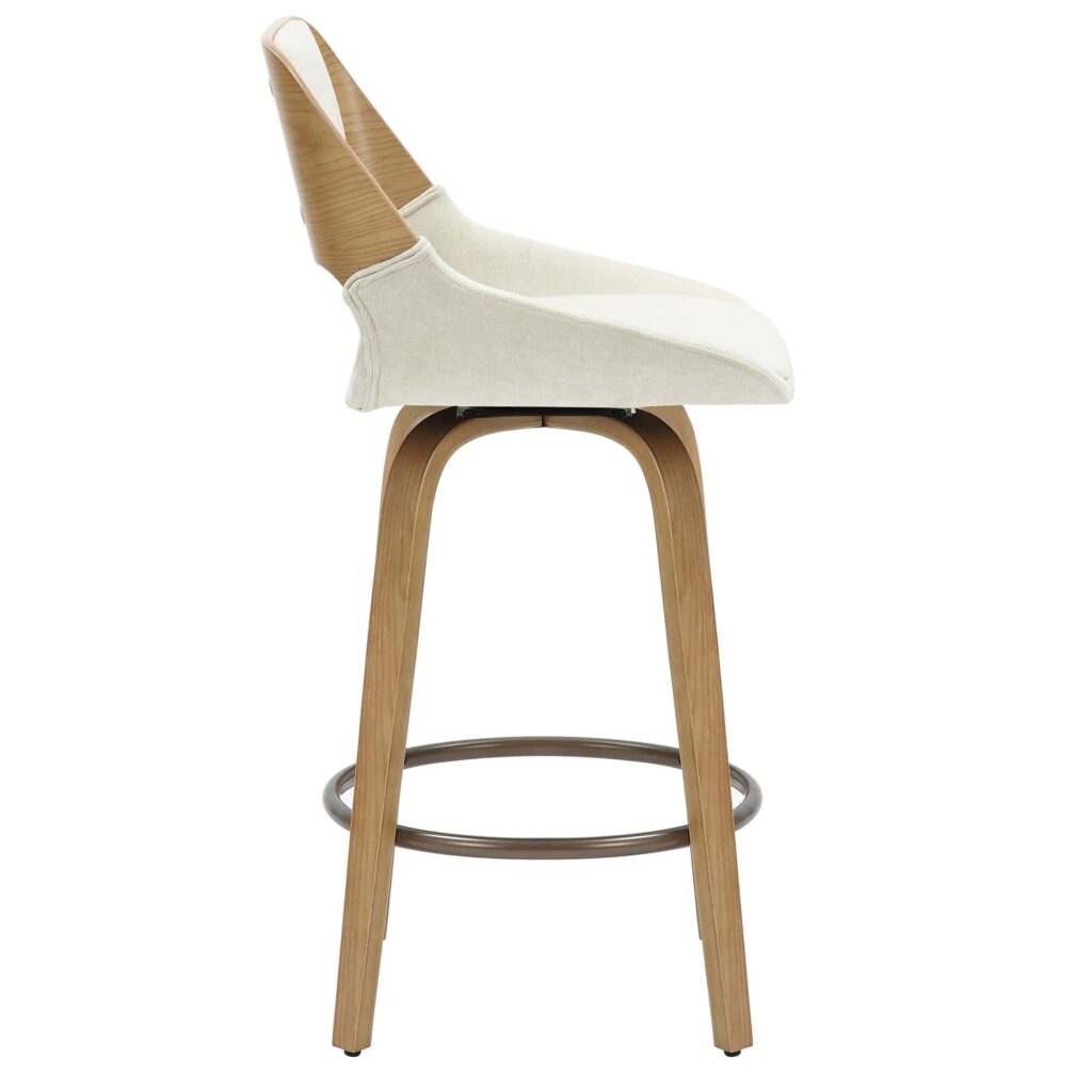 Hudson 26" Counter Stool with Swivel in Beige Fabric and Natural - Image 4