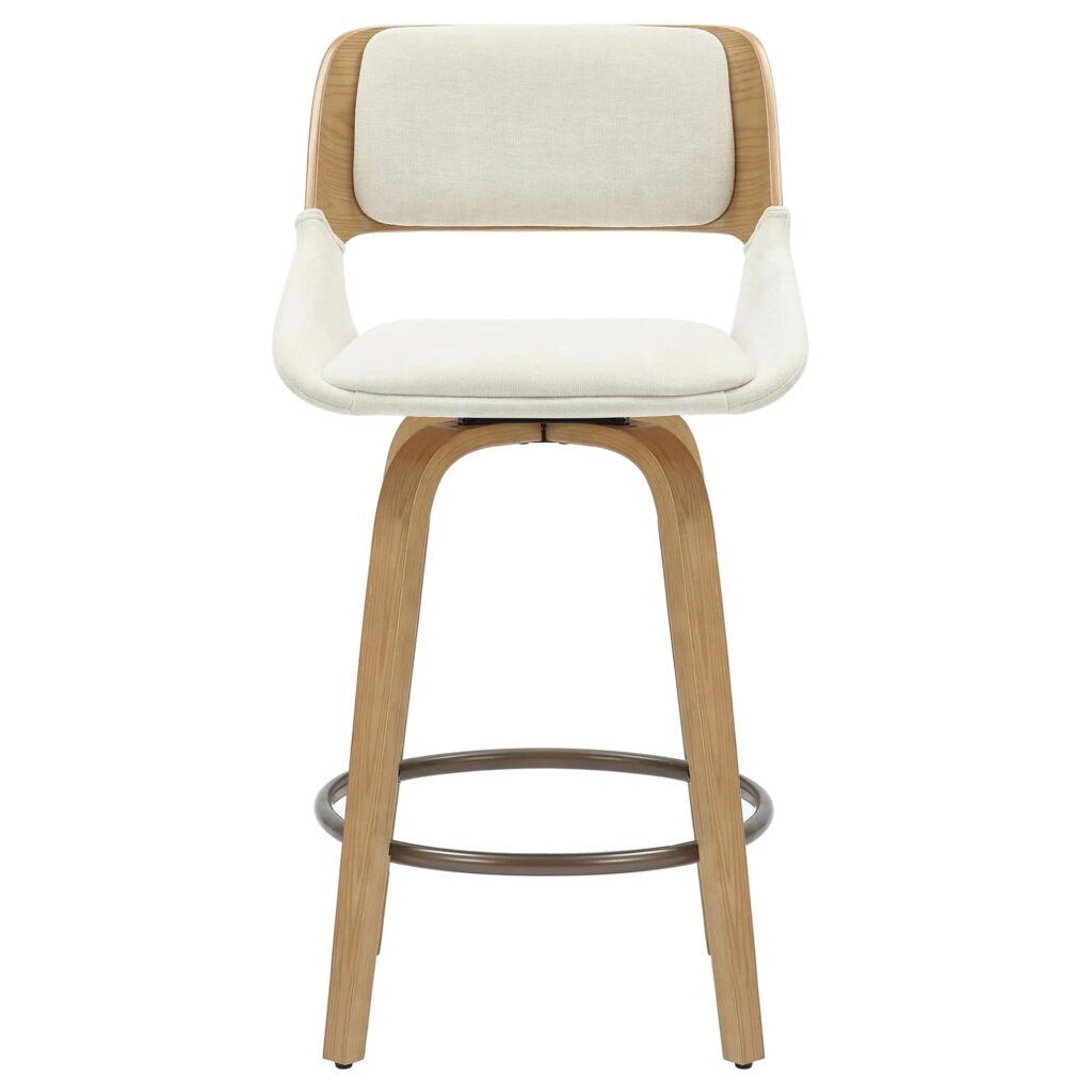 Hudson 26" Counter Stool with Swivel in Beige Fabric and Natural - Image 5