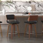 Hudson 26" Counter Stool with Swivel in Black Faux Leather and Walnut 203-582PUBK 203 582PUBK 1