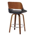 Hudson 26" Counter Stool with Swivel in Black Faux Leather and Walnut 203-582PUBK 203 582PUBK 2