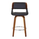 Hudson 26" Counter Stool with Swivel in Black Faux Leather and Walnut 203-582PUBK 203 582PUBK 4