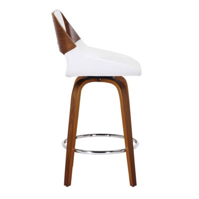 Hudson 26" Counter Stool with Swivel in White Faux Leather and Walnut 203-582PUWT 203 582PUWT 3
