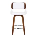 Hudson 26" Counter Stool with Swivel in White Faux Leather and Walnut 203-582PUWT 203 582PUWT 4