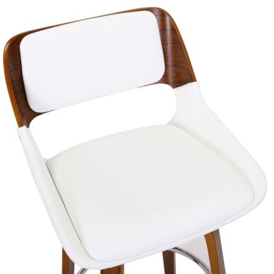 Hudson 26" Counter Stool with Swivel in White Faux Leather and Walnut 203-582PUWT 203 582PUWT 5
