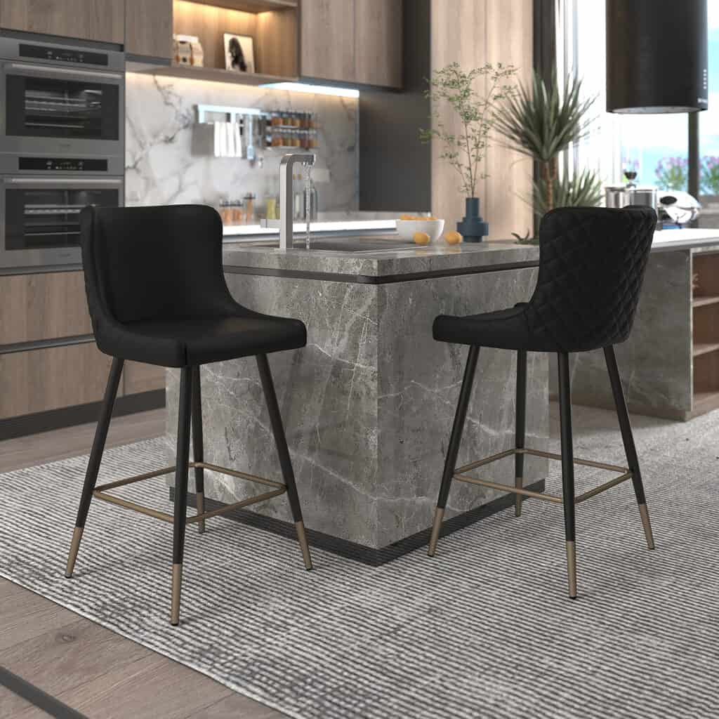Xander 26" Counter Stool, Set of 2, in Black - Image 2