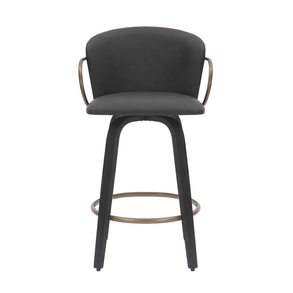Lawson 26" Counter Stool, Set of 2, with Swivel in Vintage Charcoal, Black and Aged Gold - Image 5