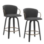 Lawson 26" Counter Stool, Set of 2, with Swivel in Vintage Charcoal, Black and Aged Gold 203-634CH 203 634CH 6