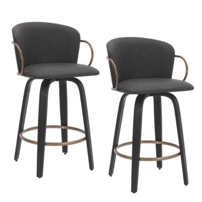 Lawson 26" Counter Stool, Set of 2, with Swivel in Vintage Charcoal, Black and Aged Gold 14 Lawson 26" Counter Stool, Set of 2, with Swivel in Vintage Charcoal, Black and Aged Gold 203-634CH 203 634CH 6
