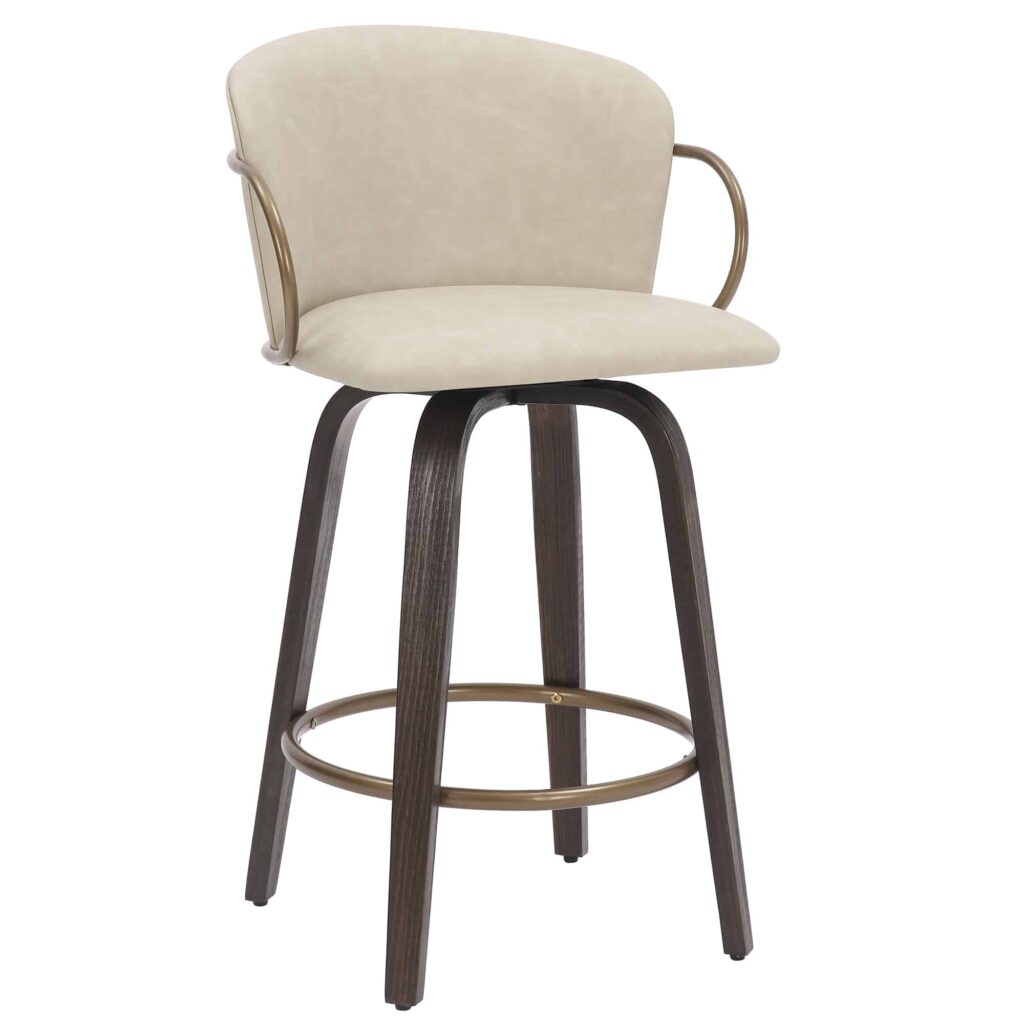 Lawson 26" Counter Stool, Set of 2, with Swivel in Vintage Ivory, Brown and Aged Gold 203-634IV 203 634IV