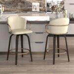 Lawson 26" Counter Stool, Set of 2, with Swivel in Vintage Ivory, Brown and Aged Gold 203-634IV 203 634IV 1