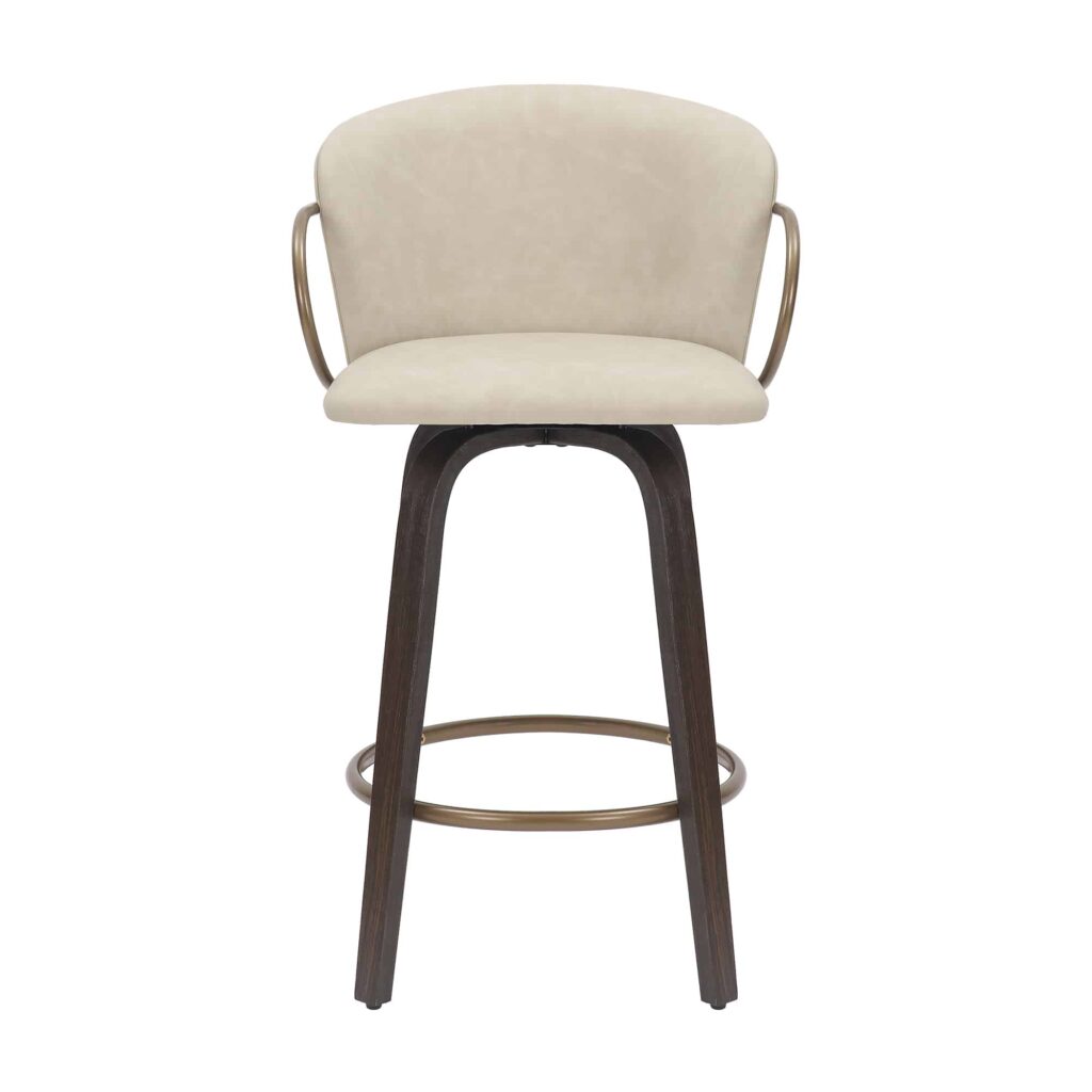 Lawson 26" Counter Stool, Set of 2, with Swivel in Vintage Ivory, Brown and Aged Gold - Image 5