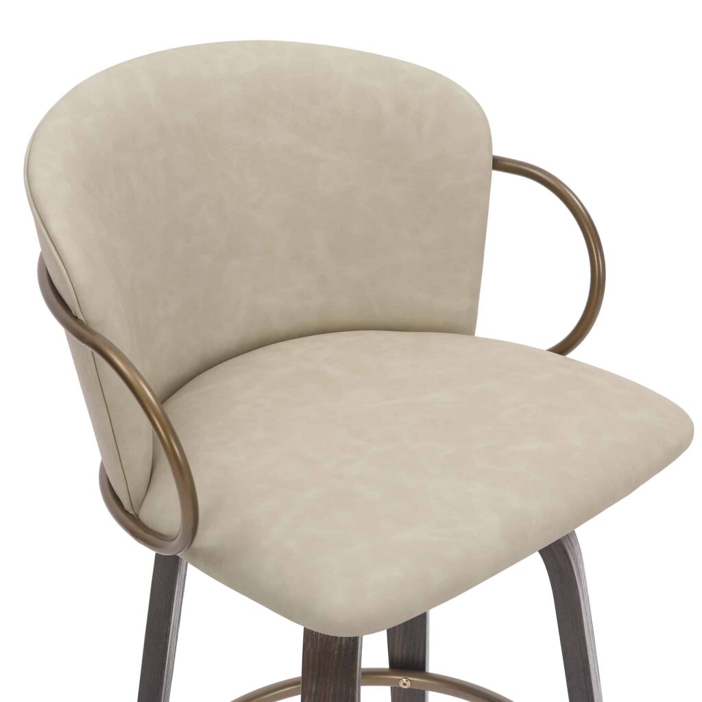 Lawson 26" Counter Stool, Set of 2, with Swivel in Vintage Ivory, Brown and Aged Gold - Image 6
