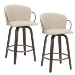 Lawson 26" Counter Stool, Set of 2, with Swivel in Vintage Ivory, Brown and Aged Gold 203-634IV 203 634IV 6