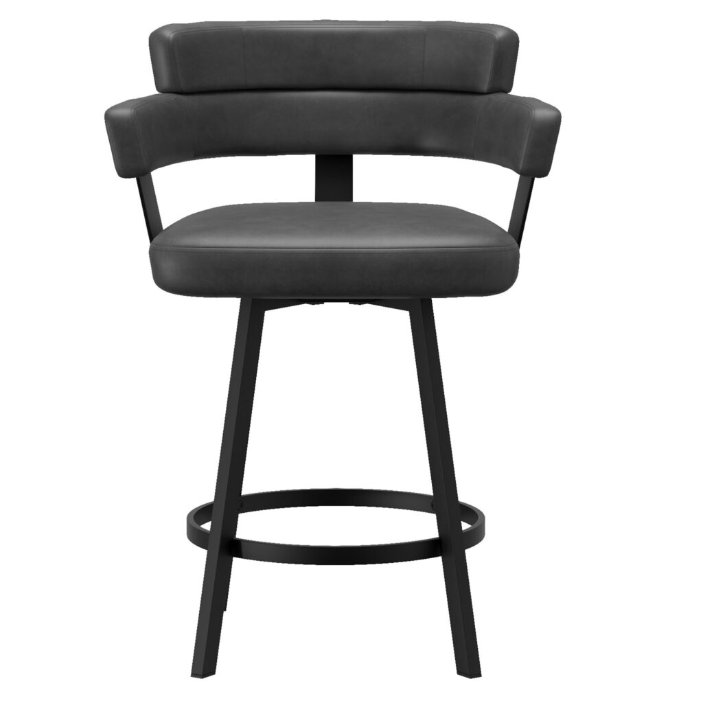 Oberon 26" Counter Stool with Swivel, set of 2 in Charcoal and Black - Image 5