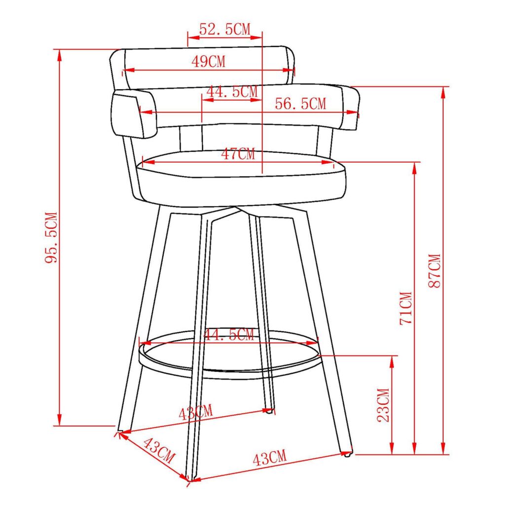 Oberon 26" Counter Stool with Swivel, set of 2 in Charcoal and Black - Image 8