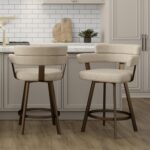 Oberon 26" Counter Stool with Swivel, set of 2 in Vintage Ivory and Aged Gold 203-646IV 203 646IV 1