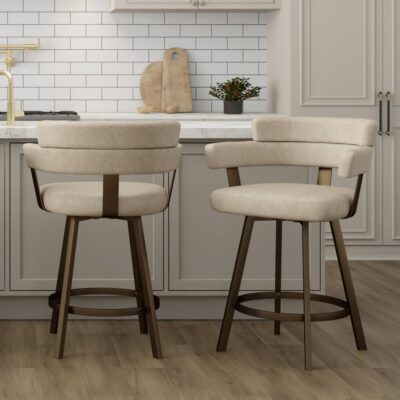 Oberon 26" Counter Stool with Swivel, set of 2 in Vintage Ivory and Aged Gold 9 Oberon 26" Counter Stool with Swivel, set of 2 in Vintage Ivory and Aged Gold 203-646IV 203 646IV 1