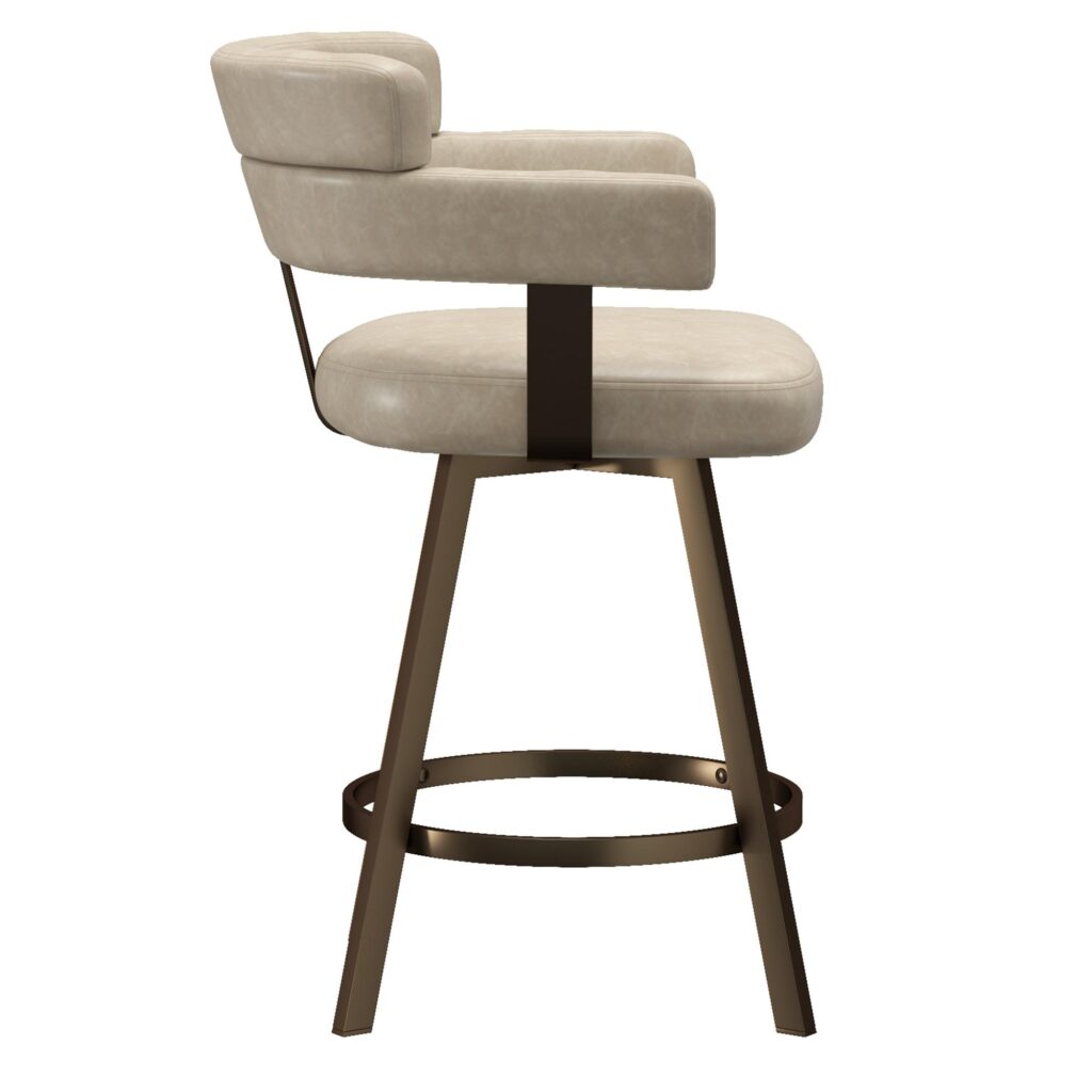 Oberon 26" Counter Stool with Swivel, set of 2 in Vintage Ivory and Aged Gold - Image 4