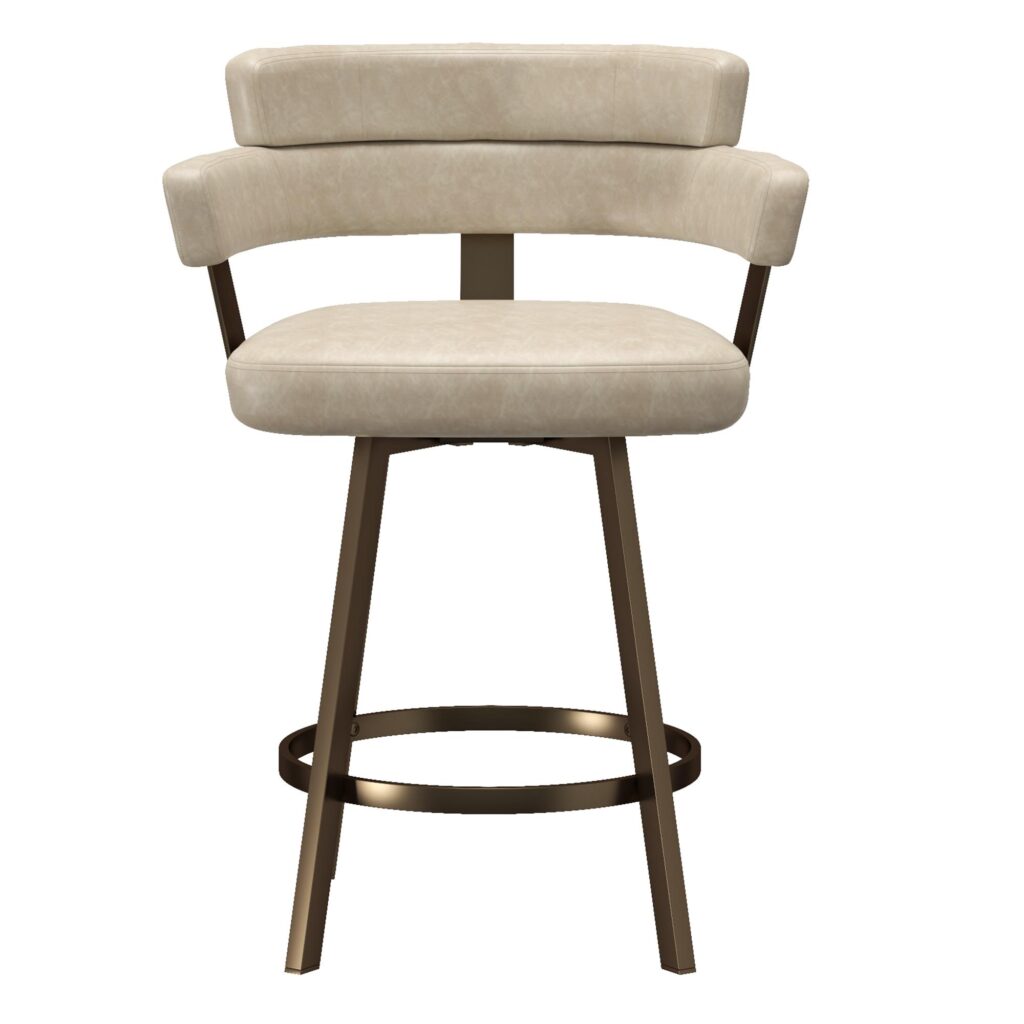 Oberon 26" Counter Stool with Swivel, set of 2 in Vintage Ivory and Aged Gold - Image 5