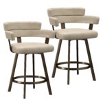 Oberon 26" Counter Stool with Swivel, set of 2 in Vintage Ivory and Aged Gold 203-646IV 203 646IV 6