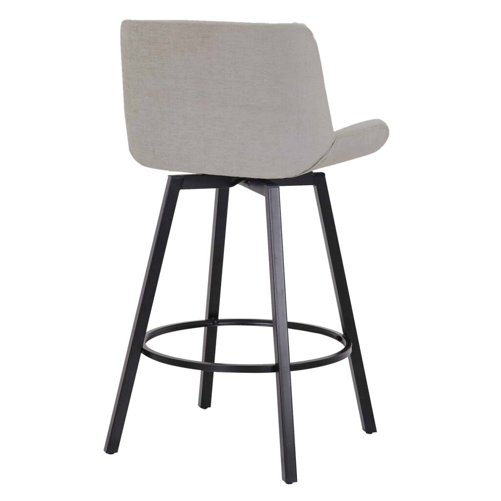 Fern 26" Counter Stool, set of 2, with Swivel in Grey Fabric and Black - Image 3