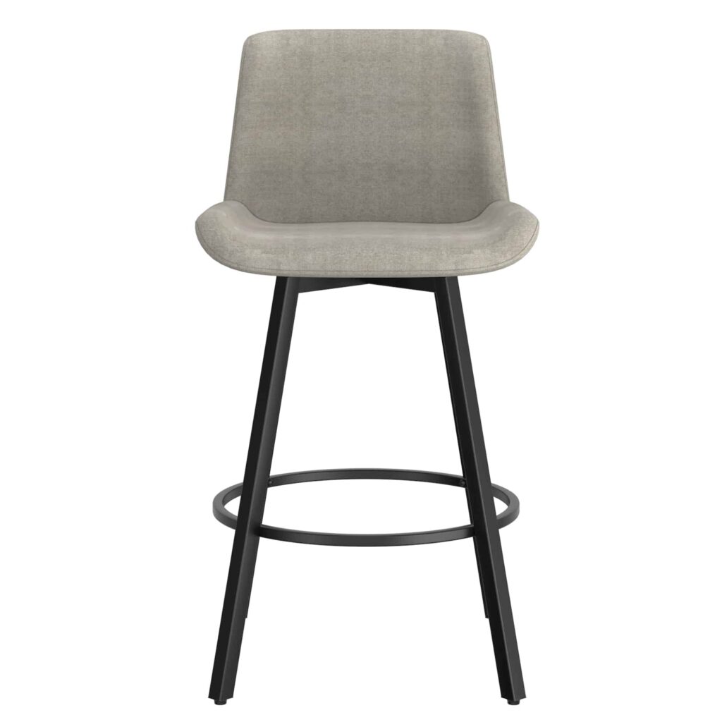 Fern 26" Counter Stool, set of 2, with Swivel in Grey Fabric and Black - Image 5