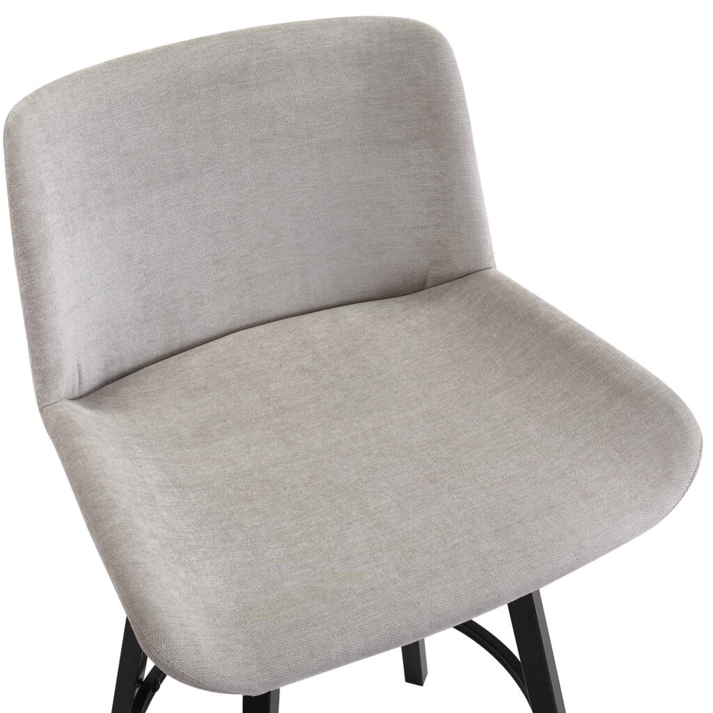 Fern 26" Counter Stool, set of 2, with Swivel in Grey Fabric and Black - Image 6