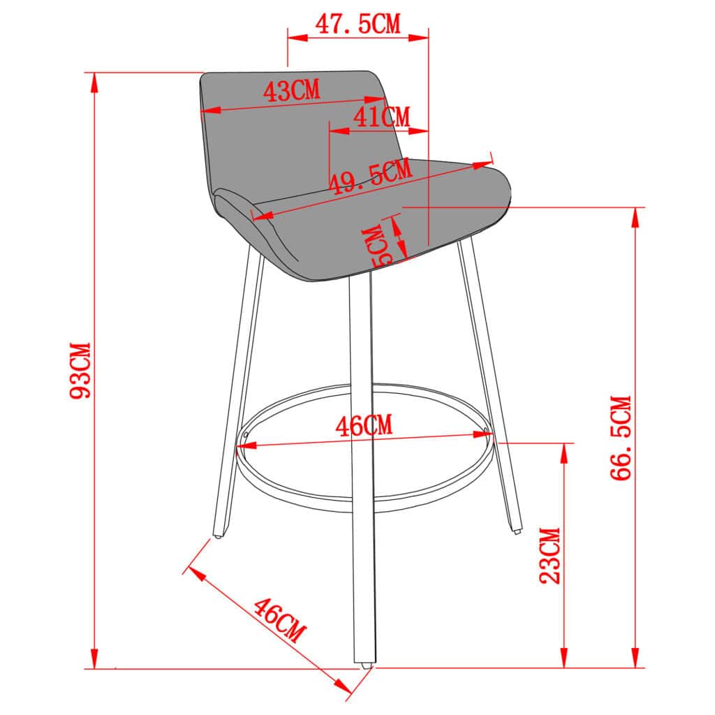 Fern 26" Counter Stool, set of 2, with Swivel in Grey Fabric and Black - Image 8
