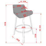 Fern 26" Counter Stool, set of 2, with Swivel in Grey Fabric and Black 203-666GY 203 666GY LD