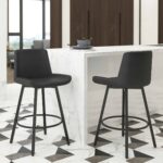 Fern 26" Counter Stool, set of 2, with Swivel in Vintage Charcoal Faux Leather and Black 203-666PUCH 203 666PUCH 1