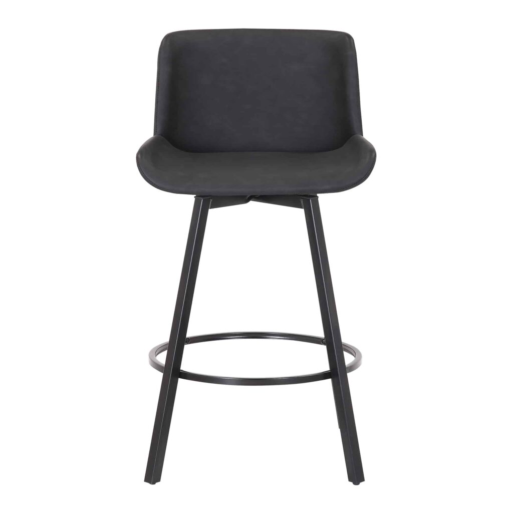 Fern 26" Counter Stool, set of 2, with Swivel in Vintage Charcoal Faux Leather and Black - Image 5