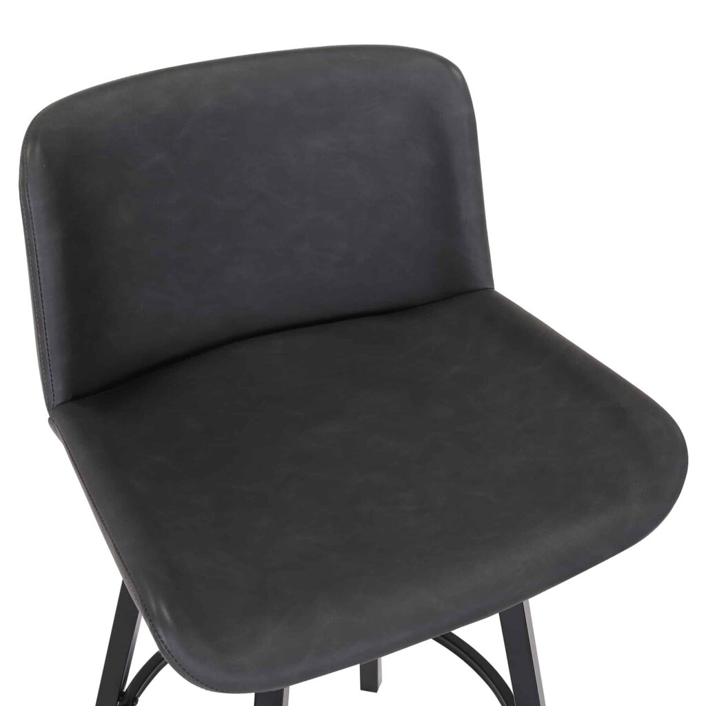 Fern 26" Counter Stool, set of 2, with Swivel in Vintage Charcoal Faux Leather and Black - Image 6
