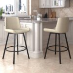 Fern 26" Counter Stool, set of 2, with Swivel in Vintage Ivory Faux Leather and Black 203-666PUIV 203 666PUIV 1