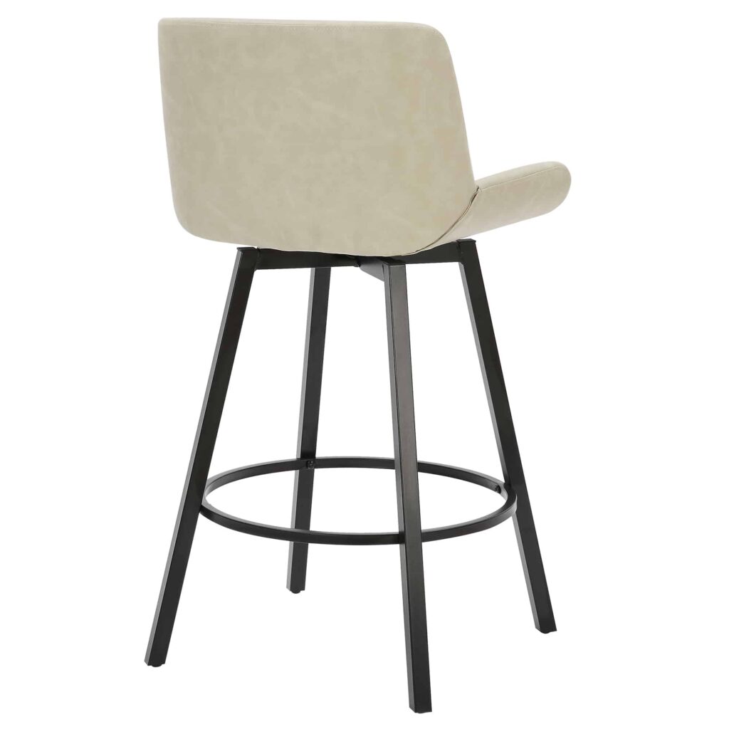 Fern 26" Counter Stool, set of 2, with Swivel in Vintage Ivory Faux Leather and Black - Image 3