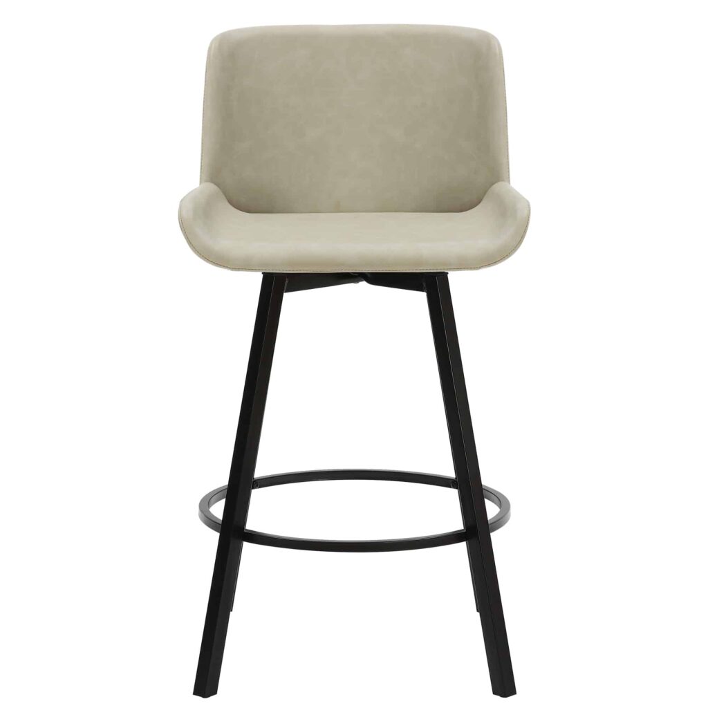 Fern 26" Counter Stool, set of 2, with Swivel in Vintage Ivory Faux Leather and Black - Image 5