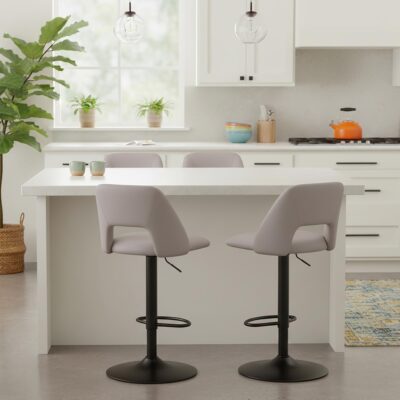 Adler Adjustable Height Stool, set of 2 in Beige and Black 203-878BEG 203 878BEG 1