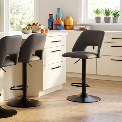 Adler Adjustable Height Stool, set of 2 in Black 203-878BLK 203 878BLK 1