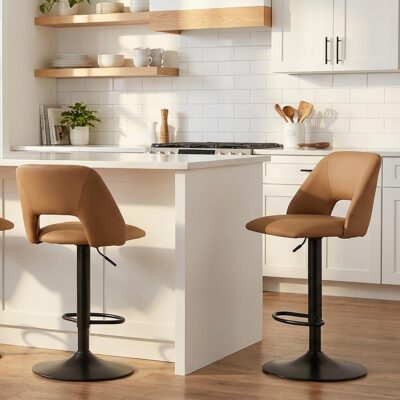Adler Adjustable Height Stool, set of 2 in Tan and Black 203-878TAN 203 878TAN 1